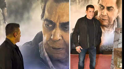 ‘Ikkis’ screening: Salman Khan gets emotional as he pauses by Dharmendra’s poster - Watch