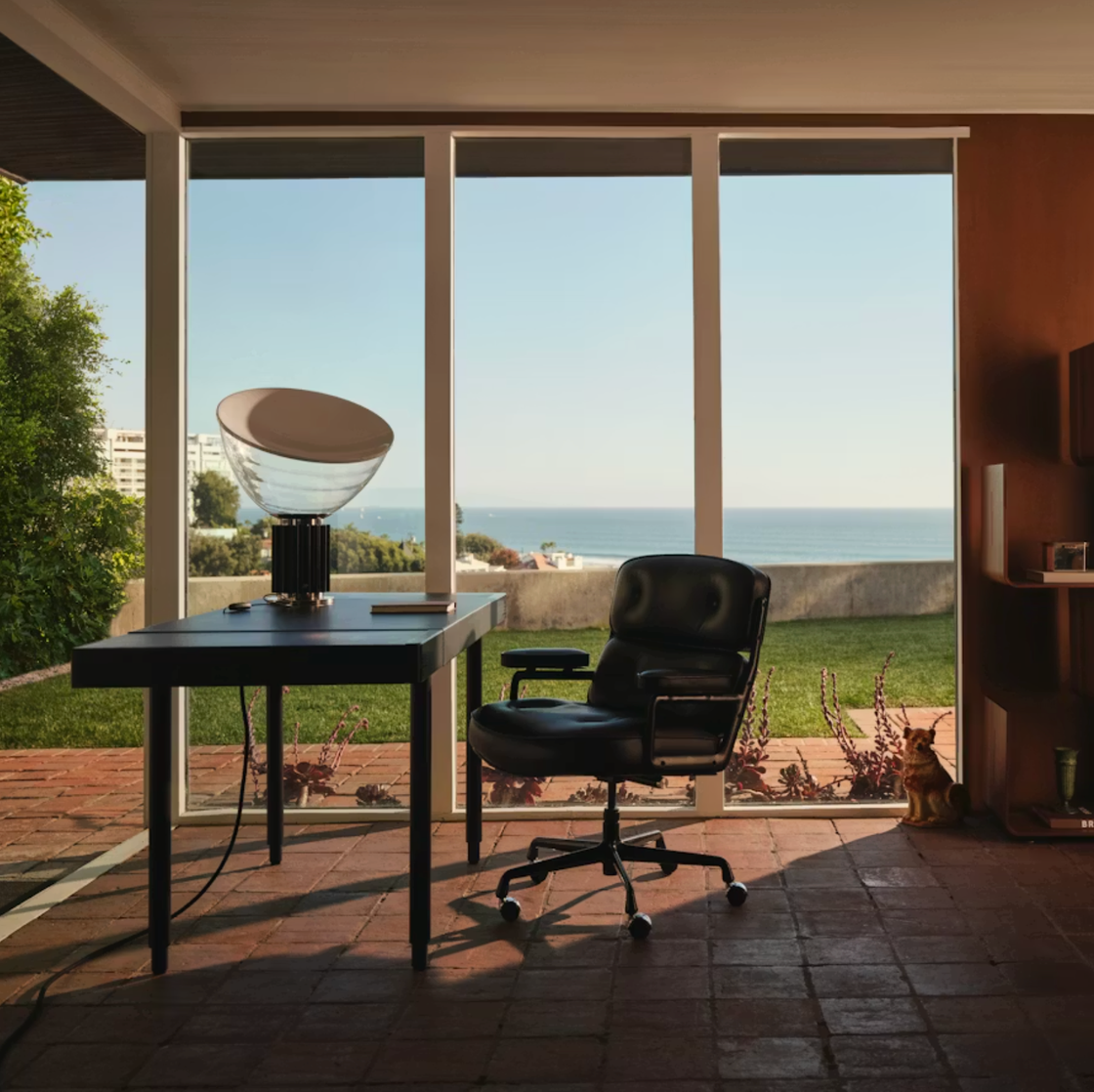 modern workspace with ocean view