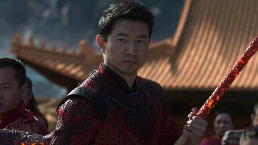 Simu Liu as Shang-Chi preparing for the Battle of Ta-Lo in Shang-Chi and the Legend of the Ten Rings (2021)