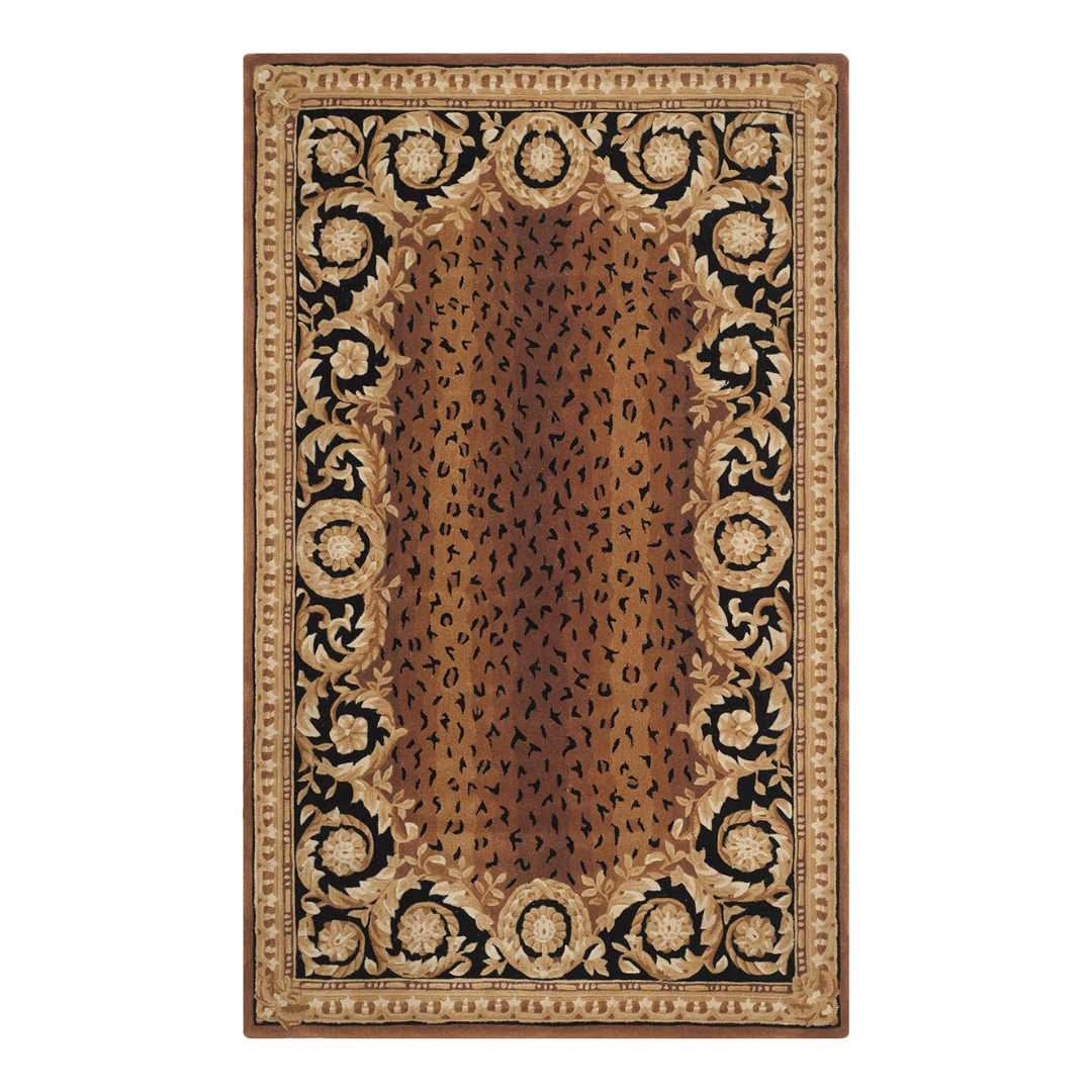 Safavieh Naples Collection Area Rug - 5' X 8', Black &amp; Gold, Handmade Traditional Wool, Ideal for High Traffic Areas in Living Room, Bedroom (na712a)