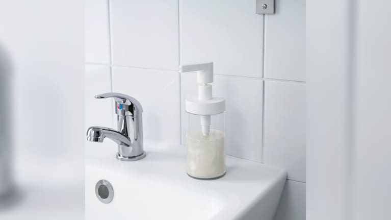  The TACKAN white soap dispenser.