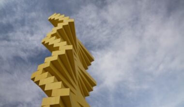 The giant, yellow sculpture at the Denver Design District