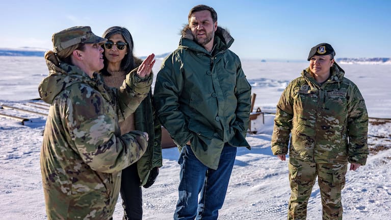 Vice President JD Vance and second lady Usha Vance tour the U.S. military's Pituffik Space Base in Greenland, Friday, March 28, 2025.