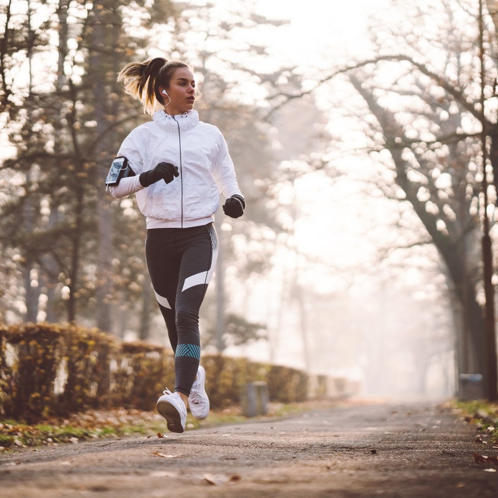 woman jogging during winter