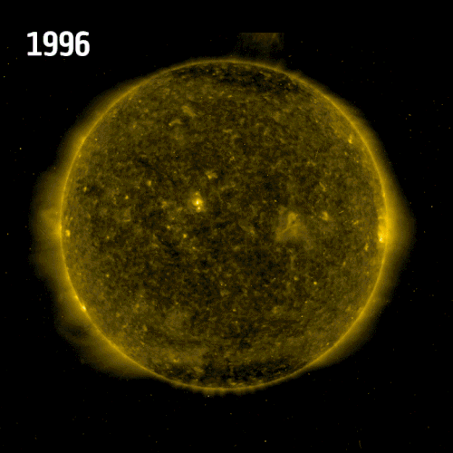 thirty different snapshots of a yellow orb on a black backbround
