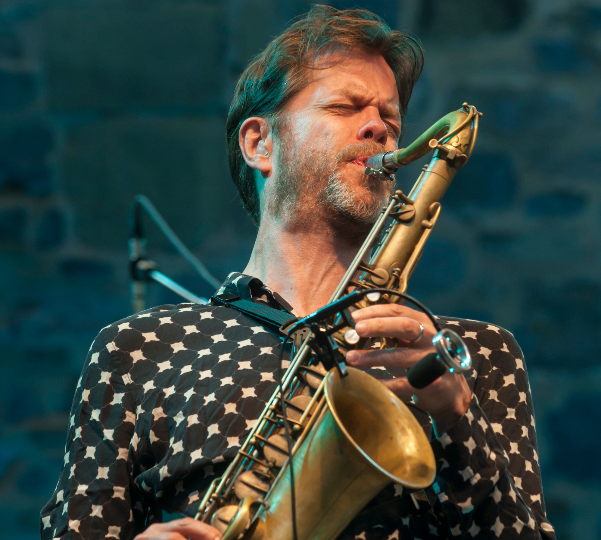 American Jazz saxophonist Donny McCaslin performs onstage with the Donny McCaslin Quartet during the Heineken Jazzaldia Festival.