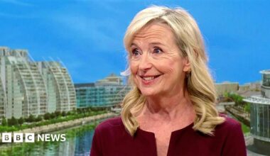 Carol Kirkwood with Jon Kay and Sally Nugent on BBC Breakfast