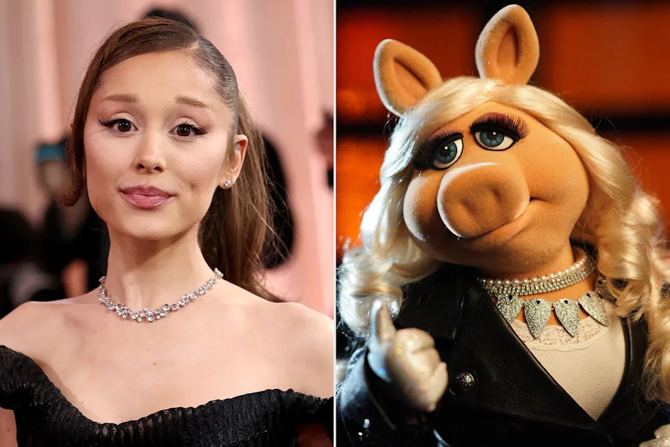 Frazer Harrison/WireImage;ABC via Getty Ariana Grande and Miss Piggy