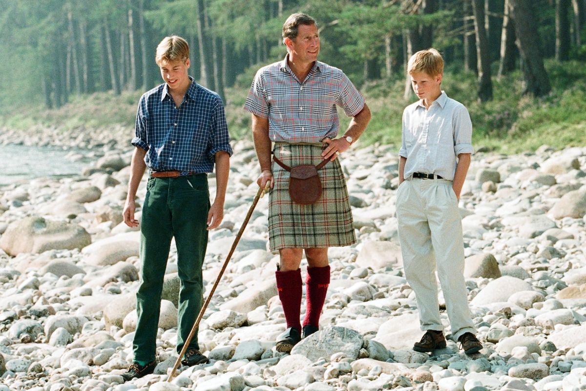 The King with his sons at Balmoral in August 1997