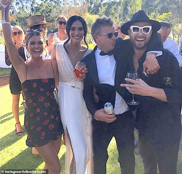Chloe Fisher (left) and her husband DJ Fisher (right) attended Rebecca and Taj's 2019 wedding