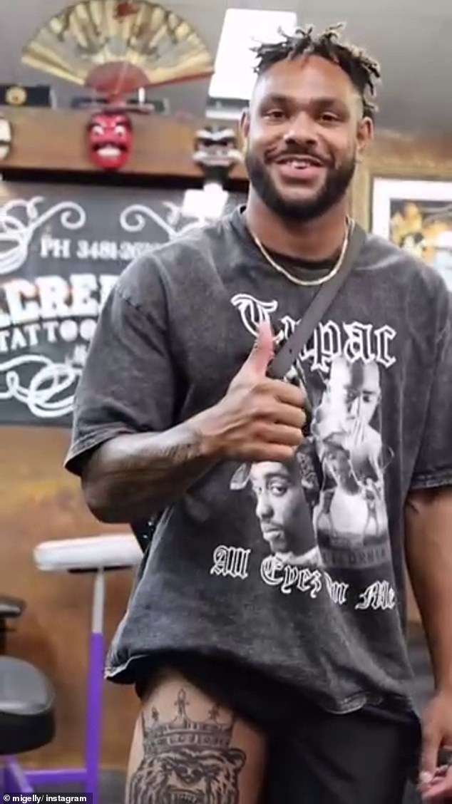 The Hammer sports a distinctive bear tattoo on his right thigh, which identified him in the tape