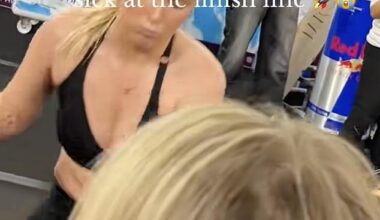 Hyrox is supposedly for people of all abilities, but Holl Hamilton, pictured, was immediately sick after she crossed the Hyrox finish line at the Cardiff-based event