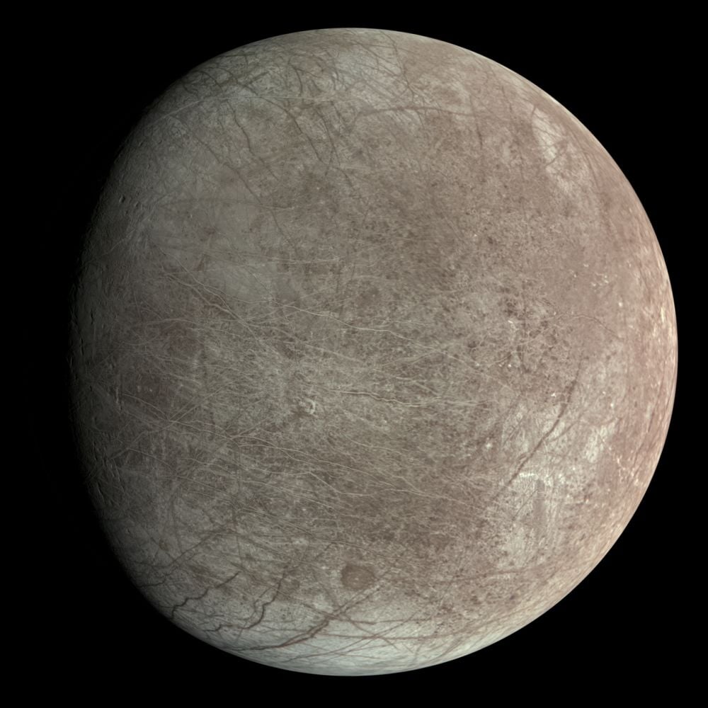 NASA's Juno spacecraft captured this image of Europa, the smallest of Jupiter's Galilean moons. Though its an important moon in the search for habitability, new research says it's not likely to have the necessary conditions for life. Image Credit: By NASA/JPL-Caltech/SwRI/MSSS/Kevin M. Gill - File:Europa - Perijove 45 (53255790801).png, from https://www.flickr.com/photos/kevinmgill/53255790801, CC BY 2.0, https://commons.wikimedia.org/w/index.php?curid=154053125