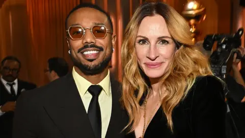 Getty Images Michael B. Jordan and Julia Roberts at the 83rd Annual Golden Globes held at The Beverly Hilton on January 11, 2026 in Beverly Hills, California.