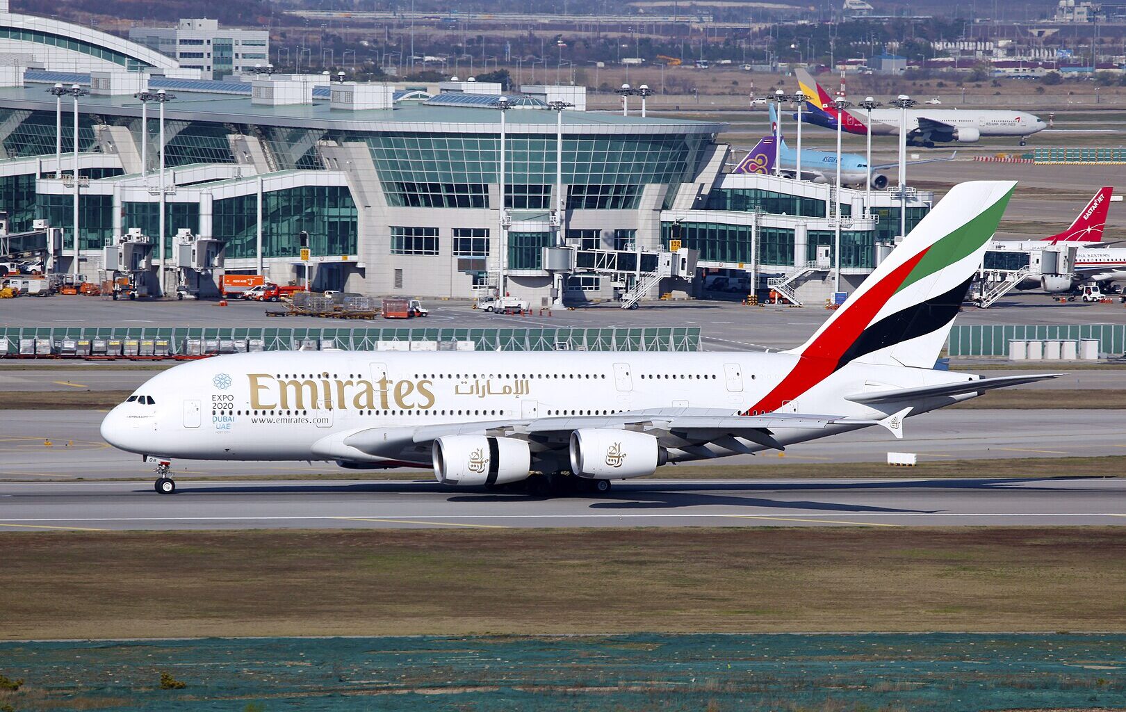 Emirates Airbus a380 at Seoul Incheon International Airport