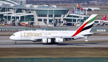 Emirates Airbus a380 at Seoul Incheon International Airport