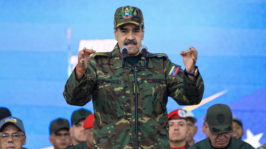 President of Venezuela Nicolás Maduro speaking during a military ceremony commemorating on Nov. 25, 2025, in Caracas, Venezuela. 