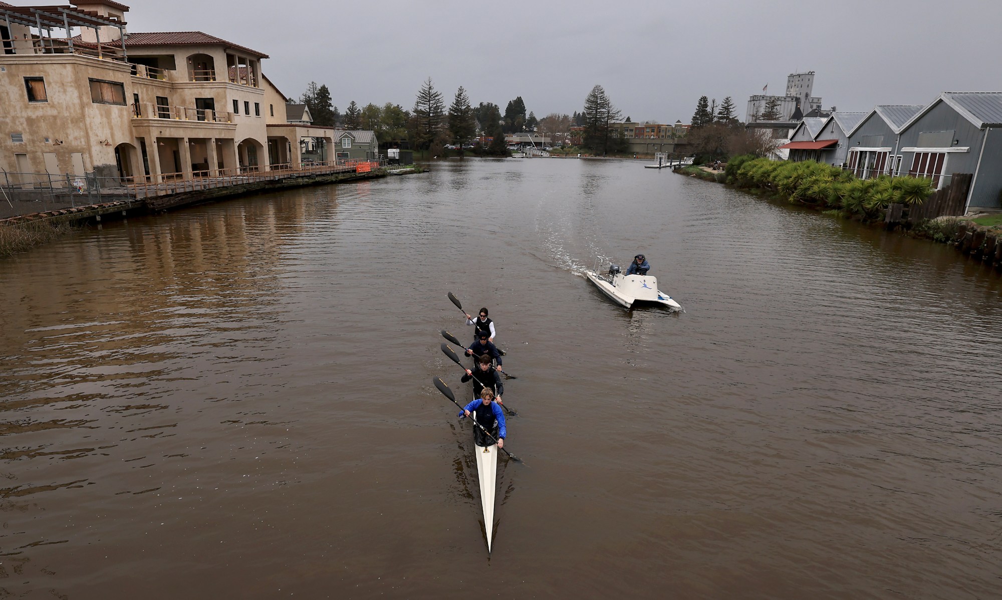 The Petaluma River at the D Street bridge reached a...