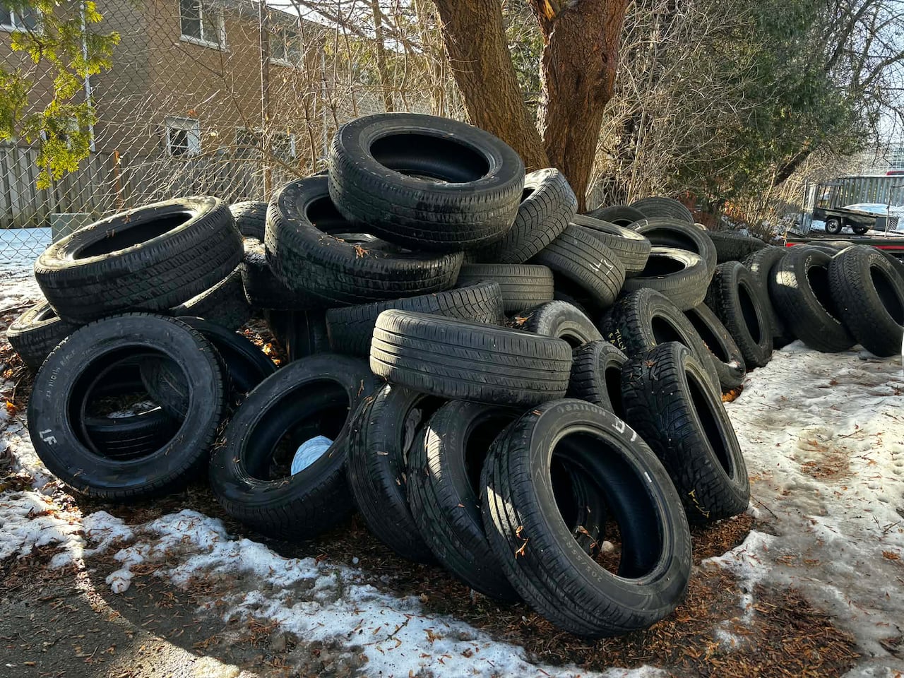 Pile of tires outside