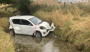 Car winds up in Southland creek