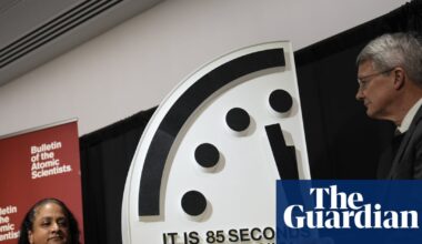 Doomsday Clock at 85 seconds to midnight amid threats from climate crisis and AI | US news