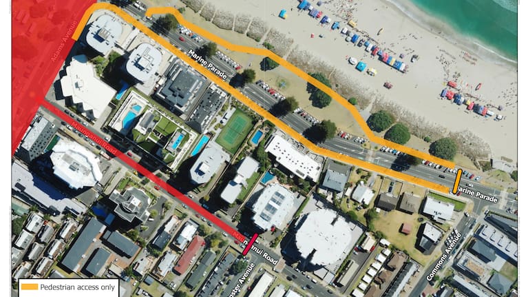 The cordoned area at Mount Maunganui.