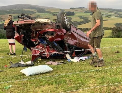 One critical in rollover crash near Outram