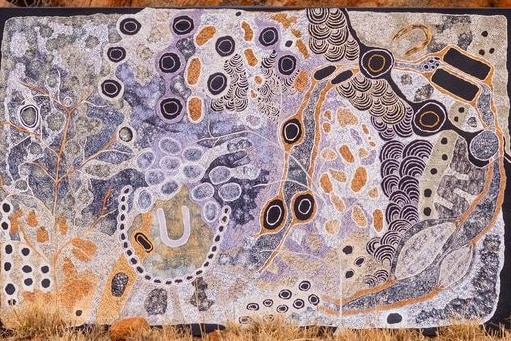 An Aboriginal dot painting.