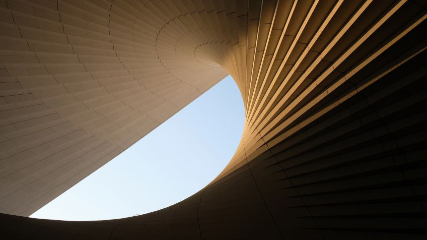 The spiral staircase of the Shanghai Grand Opera House.