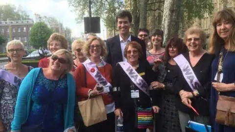 Contributed Angela Madden and her sister Imelda outside parliament