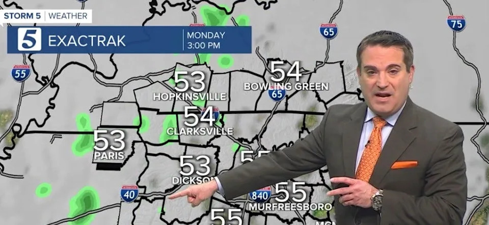 NewsChannel 5 meteorologist Henry Rothenberg gives a weather forecast on Dec. 22, 2025, on WTVF in Nashville.