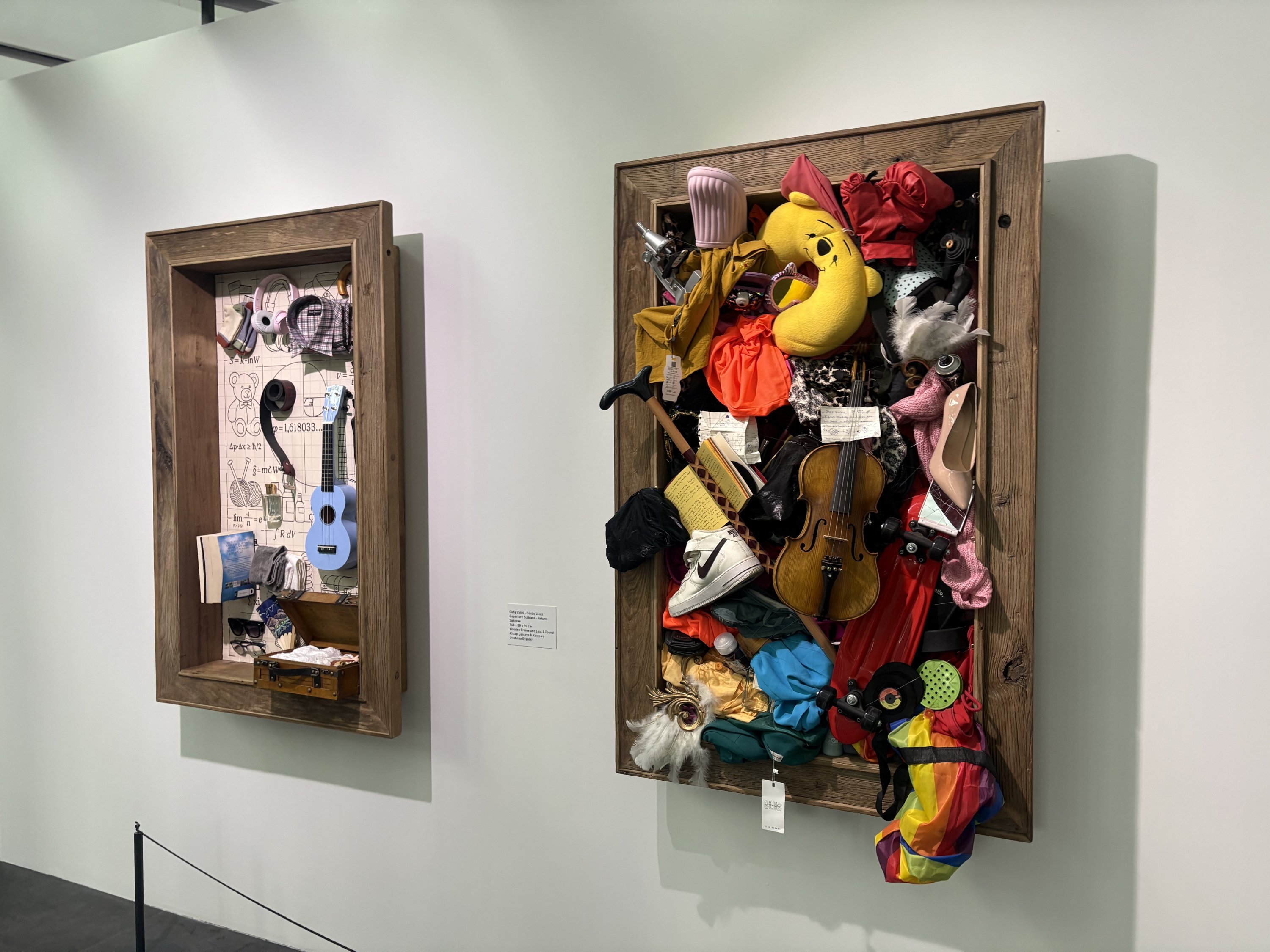 “Departure Suitcase – Return Suitcase,” an artwork by Beyazıt Öztürk from the “Things” exhibition at Istanbul Airport, Istanbul, Türkiye, Jan. 22, 2026. (Photo by Funda Karayel)
