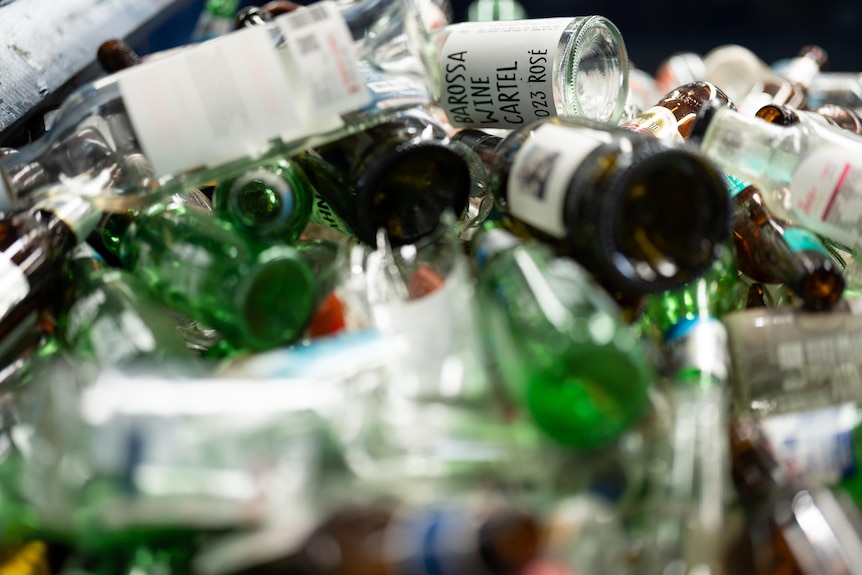 A pile of glass bottles