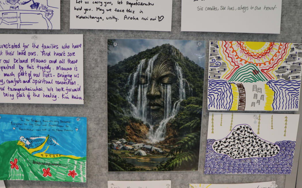 Artwork from the community displayed on the walls at the He Maimai Aroha Community Care Centre at Mount Maunganui.