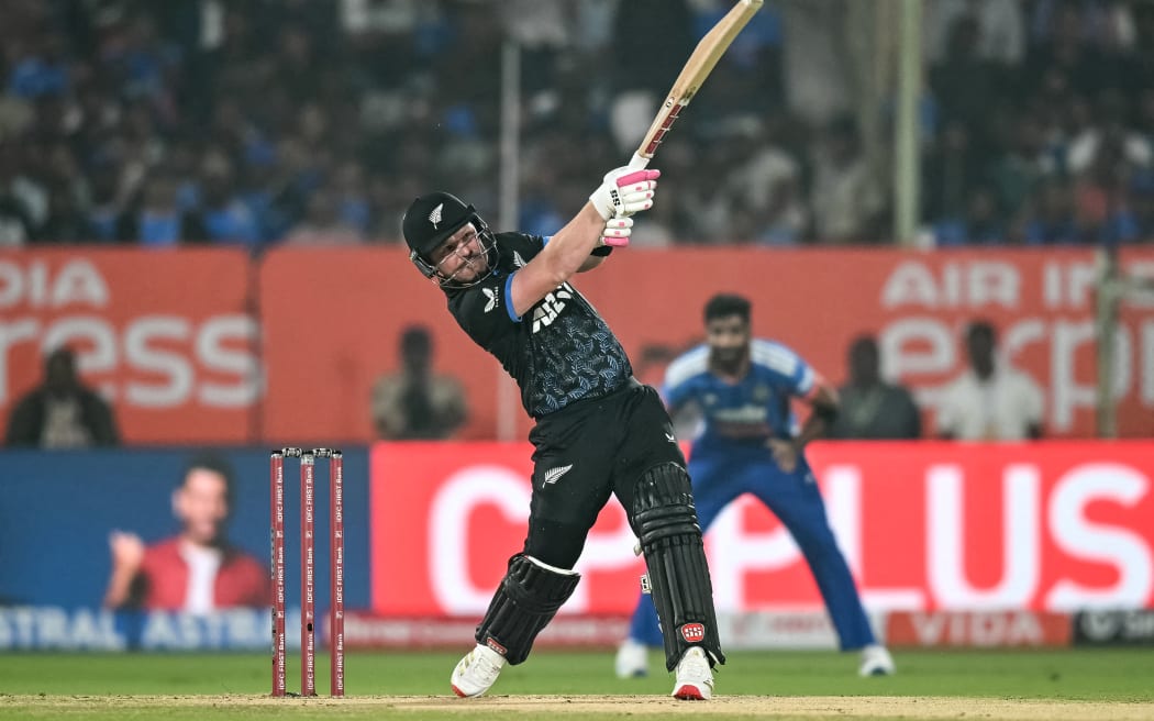 New Zealand's Tim Seifert in action against India, 2026.