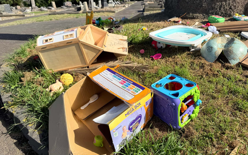 Illegal dumping at the Ōtāhuhu Cemetery over the weekend.