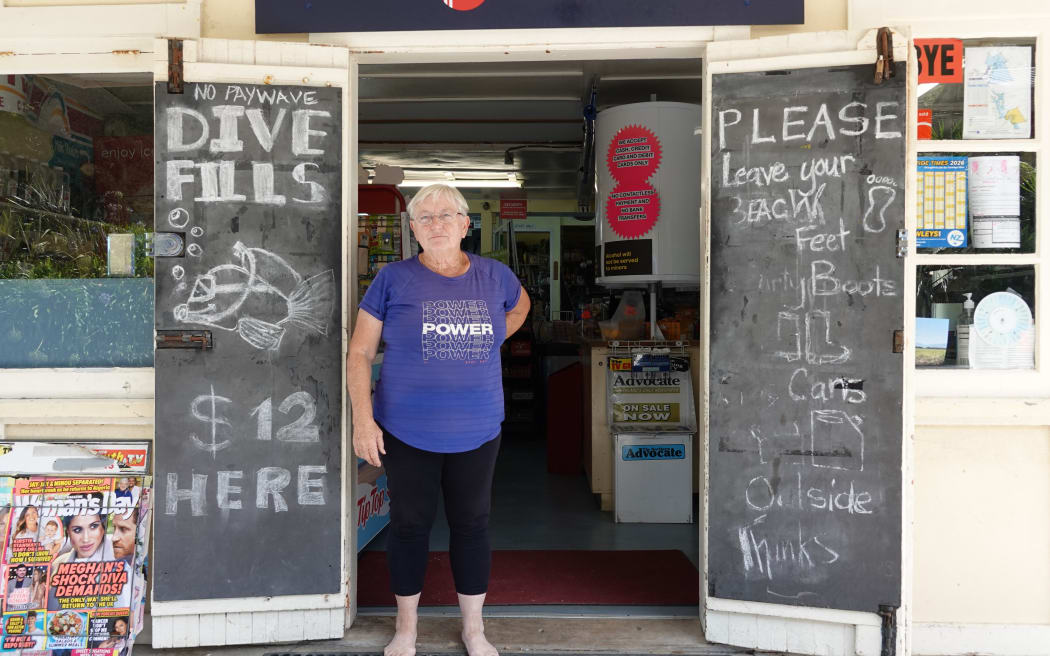 Ōakura Bay Store owner Nena Rogers says the closure of the main road will hit her business hard.