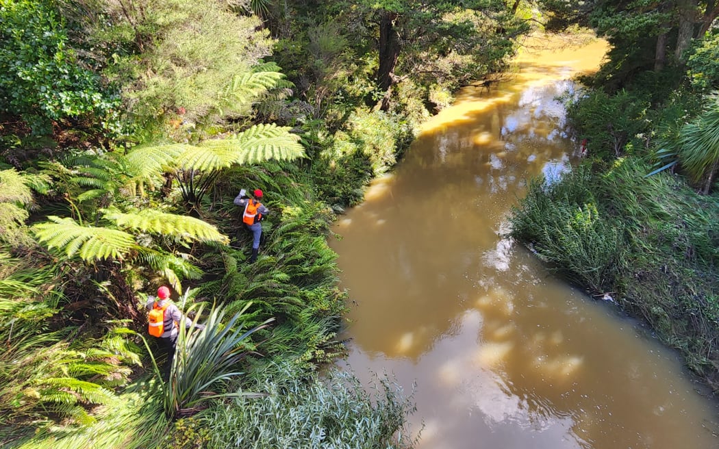 Police have spent the day looking for a 47-year-old Kiribati man who was last seen on Wednesday when he and his vehicle were washed away near Falls Road in Warkworth.