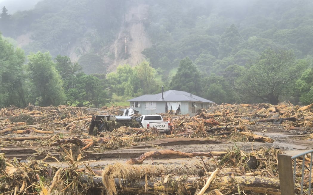 Flood damage in Punaruku, Te Araroa on the East Coast.