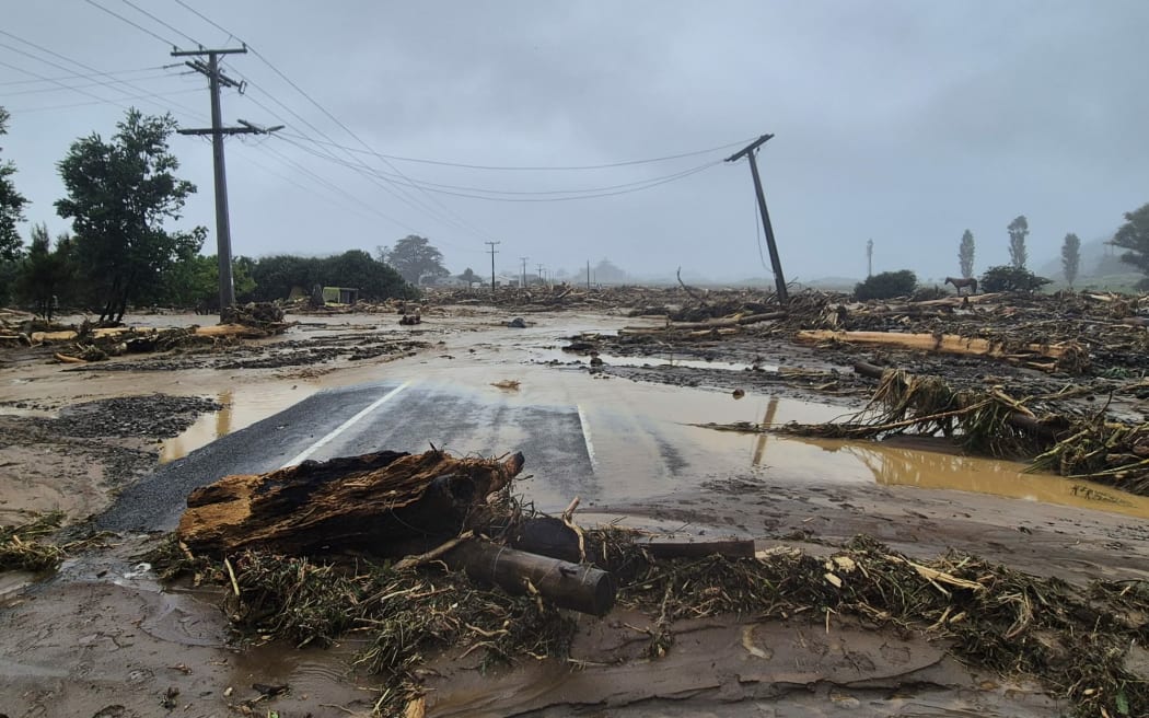 Flood damage in Punaruku, Te Araroa on the East Coast.