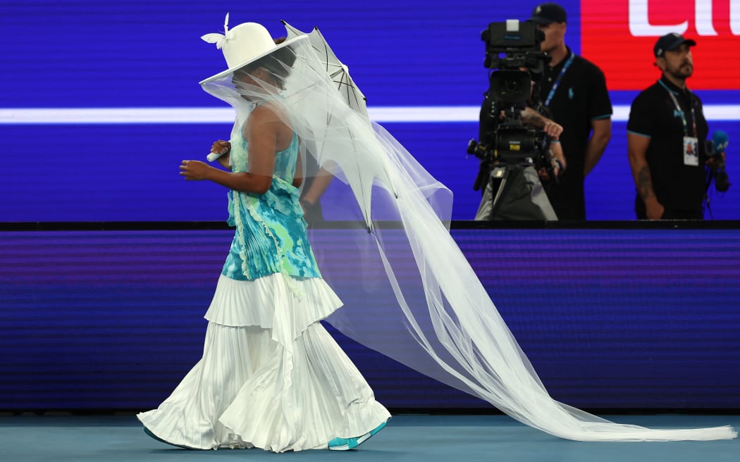 Japan's Naomi Osaka arrives to face Croatia’s Antonia Ruzic during their women's singles match on day three of the Australian Open tennis tournament in Melbourne on January 20, 2026. (Photo by Martin KEEP / AFP) / -- IMAGE RESTRICTED TO EDITORIAL USE - STRICTLY NO COMMERCIAL USE --