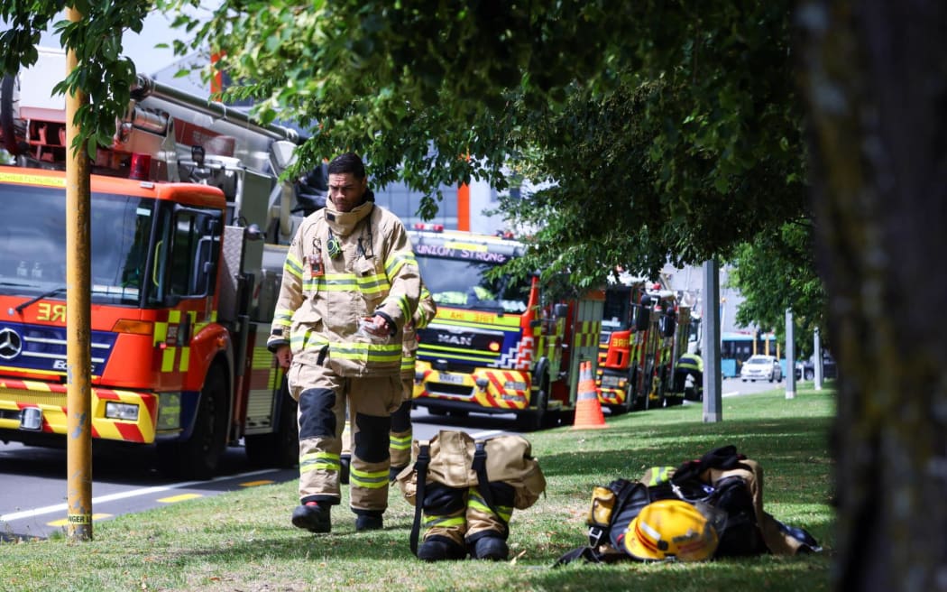 Firefighters respond to a fire at Christchurch Hospital.