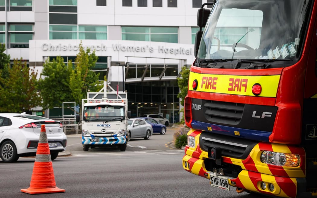 Firefighters respond to a fire at Christchurch Hospital.