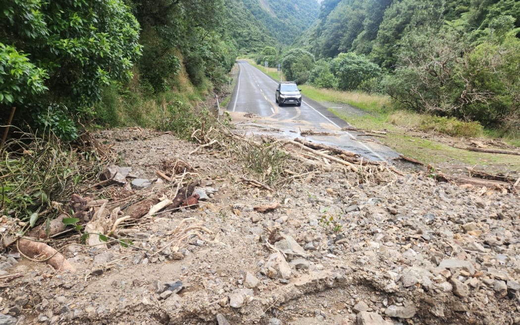 A slip on State Highway 2 through the Waioweka Gorge.