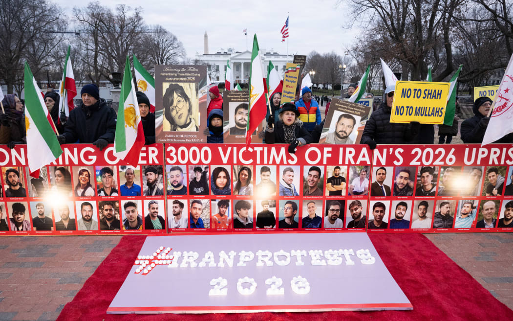 Iranian Americans hold a rally and vigil in honor of the thousands of protesters killed in Iran and to call on policymakers to support the people of the country, outside the White House in Washington, DC, January 16, 2026. (Photo by SAUL LOEB / AFP)