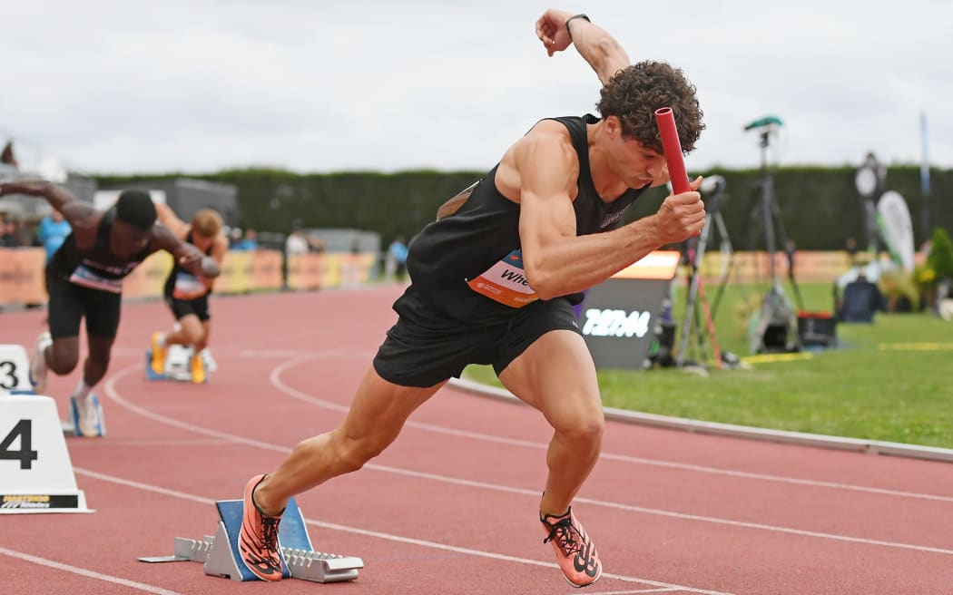 Tiaan Whelpton, 4x100m relay, Potts Classic, Mitre 10 Park, Hastings.