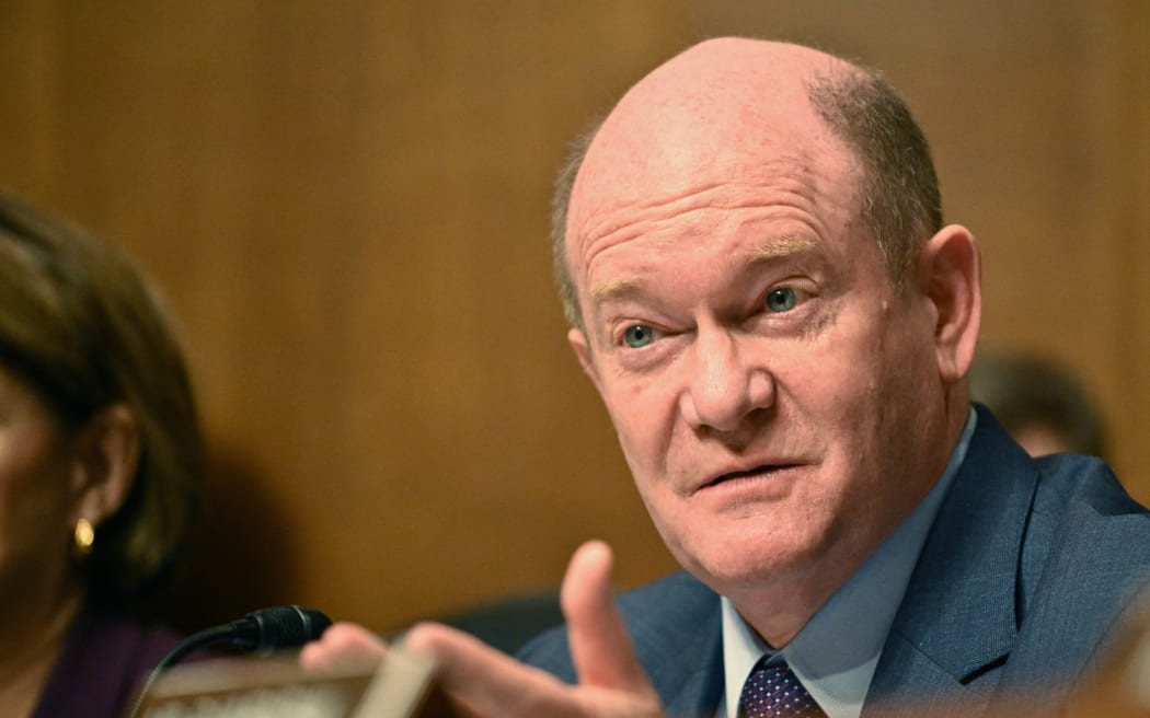US Senator Chris Coons, Democrat from Delaware, speaks during the Senate Judiciary Committee hearing.