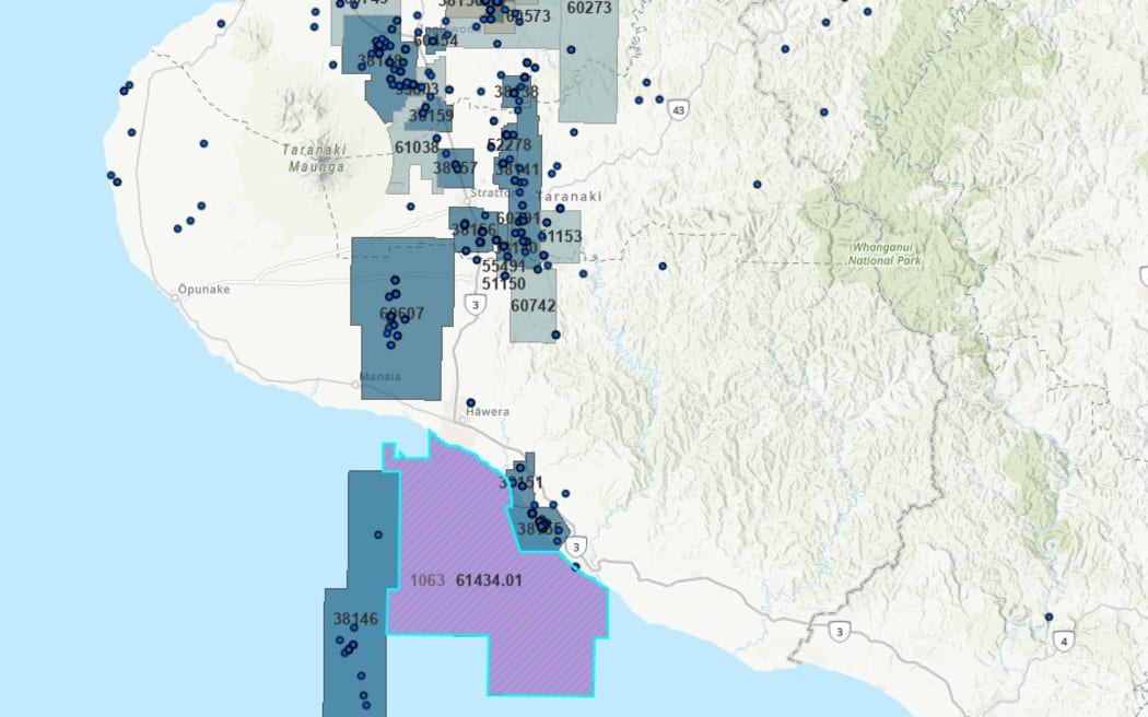 A map showing the block (in purple) that EnZed Energy has applied to explore for oil and gas.