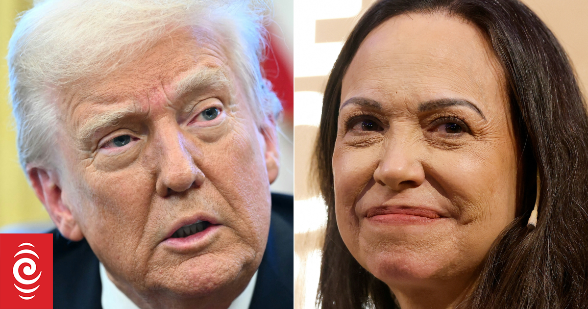 Donald Trump accepts Nobel medal from Venezuelan opposition leader Maria Corina Machado