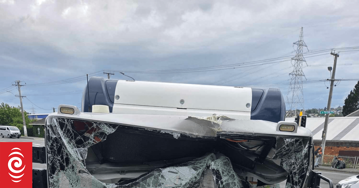 Auckland Transport bus crashes into power pole, damages building